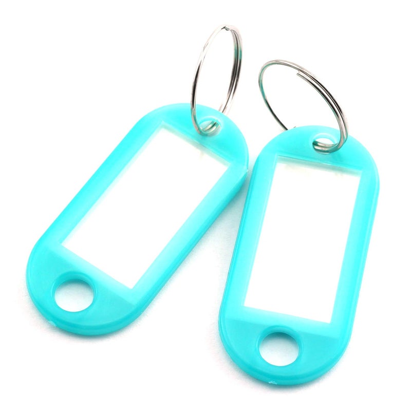Lind Kitchen 40pcs Lake Blue Key Ring Label Tags Plastic Keys Holder and Identifier Name Number Address Information Label Card for Keys ID 5x2.2cm - Image 1
